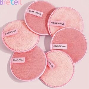 6pcs Pink Face Puffs for Skincare and Makeup removing